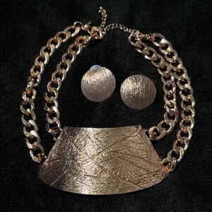 Rose Gold-Tone Statement Necklace and Earring Set